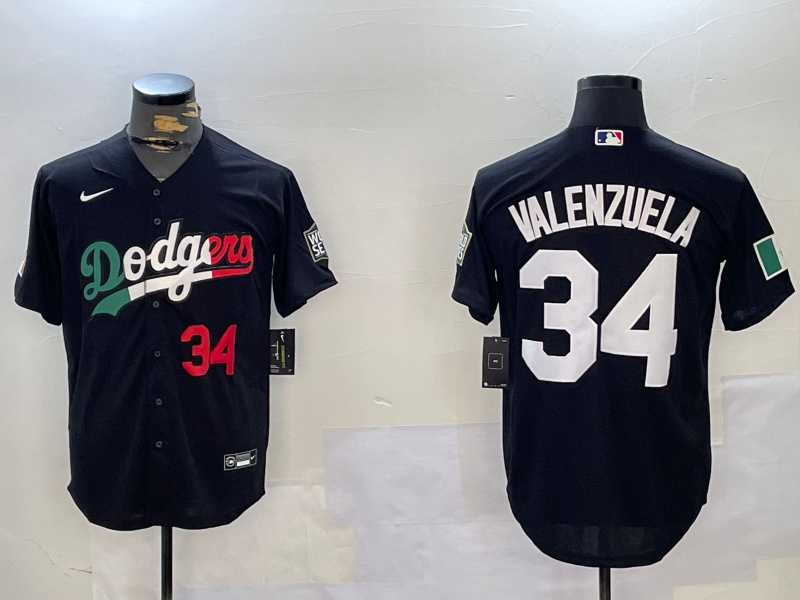 Mens Los Angeles Dodgers #34 Toro Valenzuela Black Mexico 2024 World Series  Cool Base Stitched Baseball Jersey